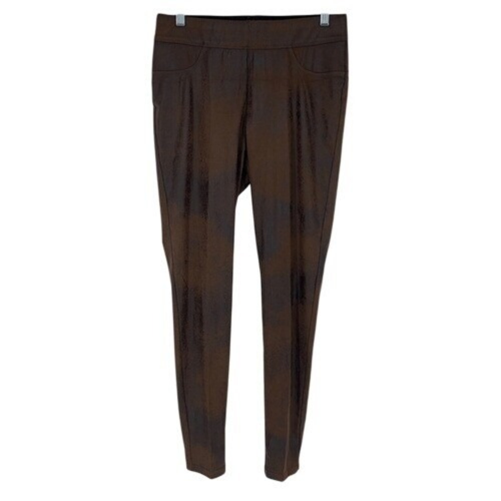 TanJay‎ Luxe Slims Faux Leather Leggings Brown High Waist Stretch Size M